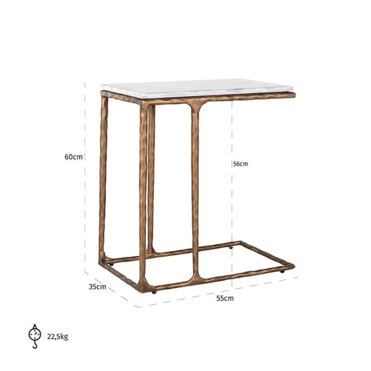 Richmond Steel Smith Brushed Gold Legs and White Marble Top Side Table – image 5