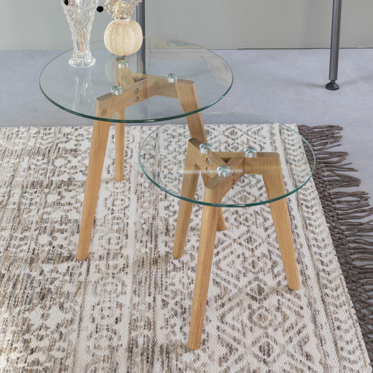 Olivia's Nordic Living Collection - Blakely Side Table in Glass & Oak – image 2