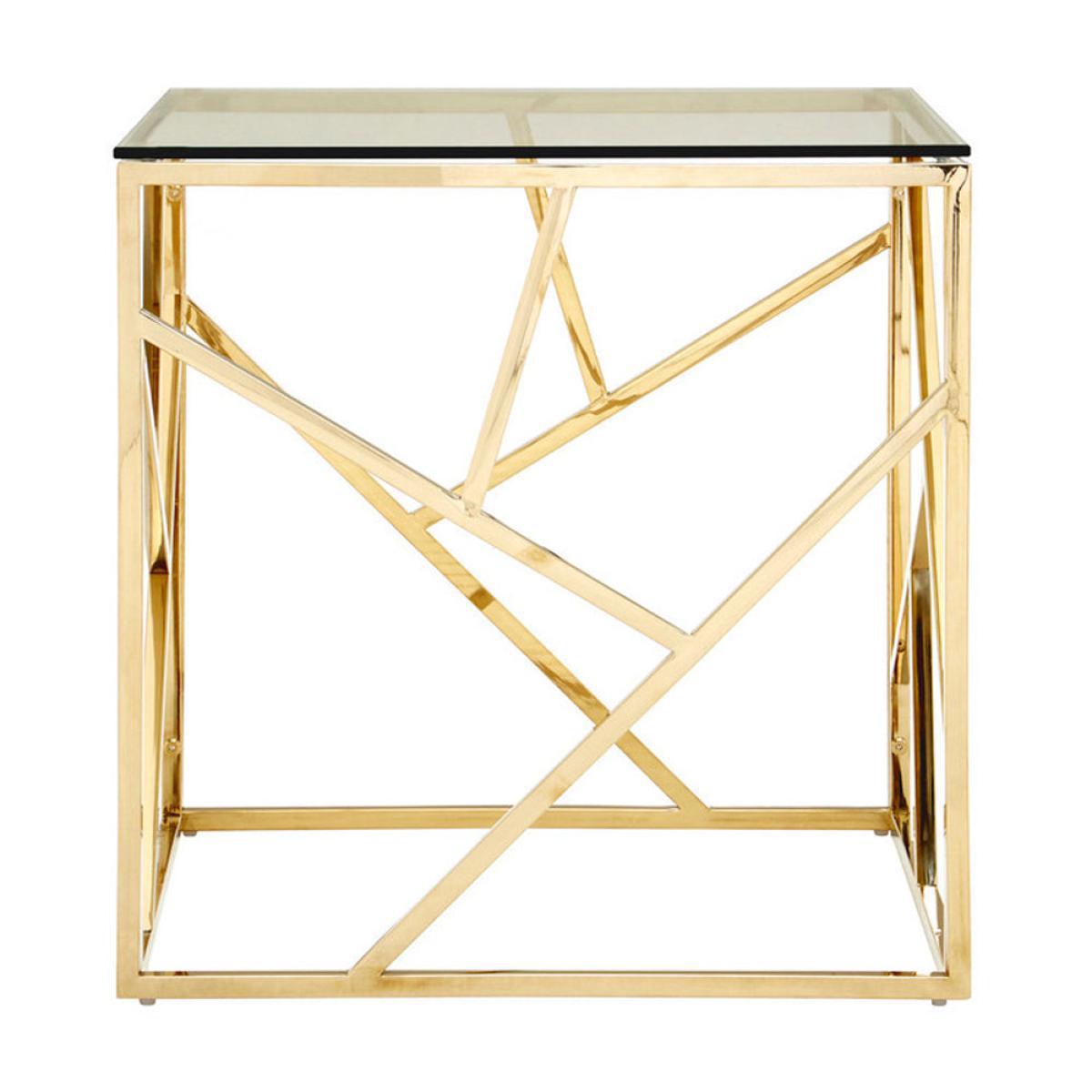 Olivia's Alice Gold And Glass Geometric Side Table – image 4