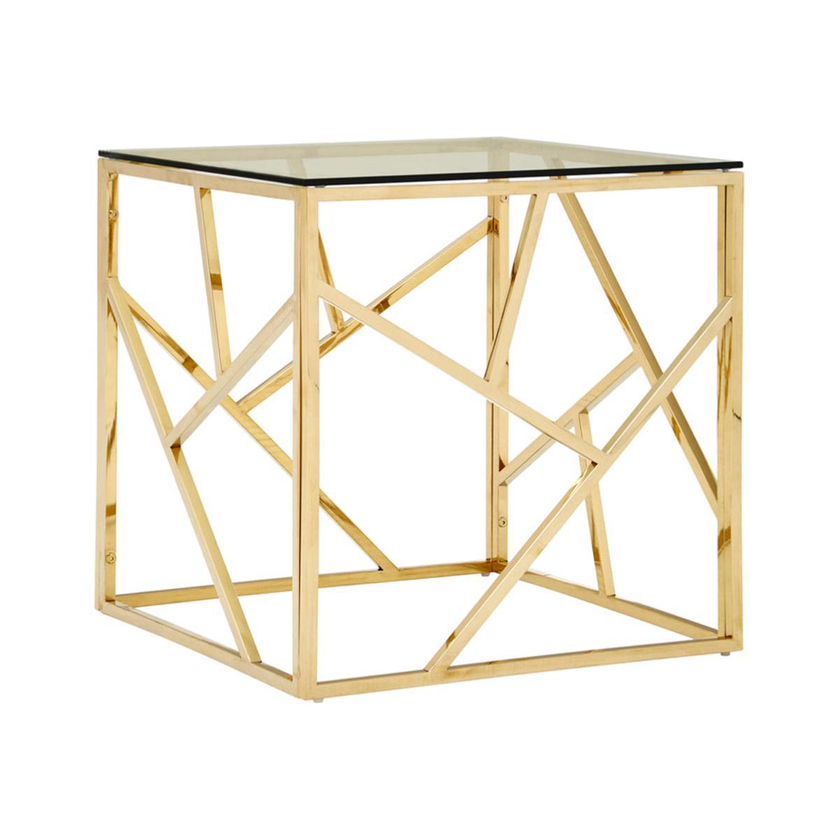 Olivia's Alice Gold And Glass Geometric Side Table – image 1