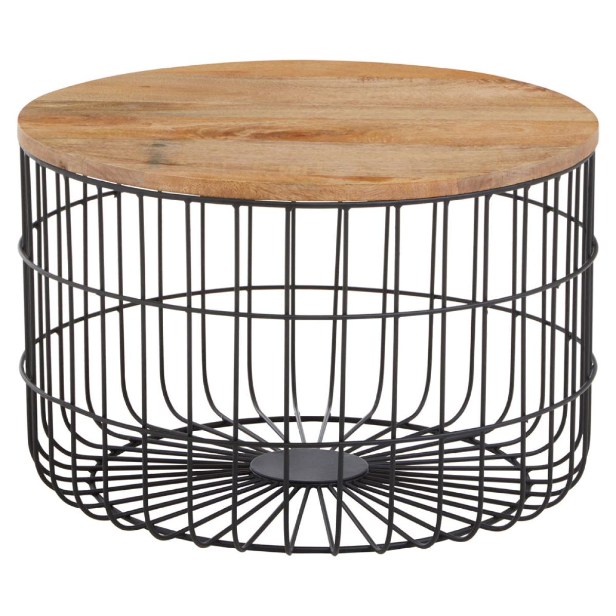 Olivia's Soft Industrial Collection - Palin Side Table with Wooden Top & Black Base – image 2