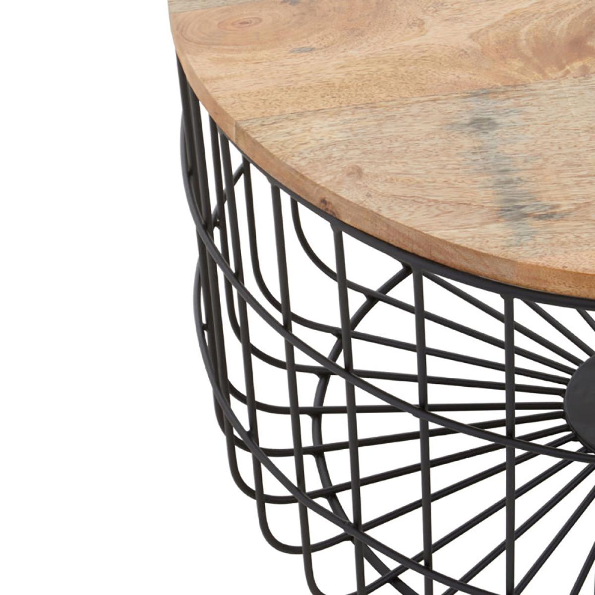 Olivia's Soft Industrial Collection - Palin Side Table with Wooden Top & Black Base – image 3