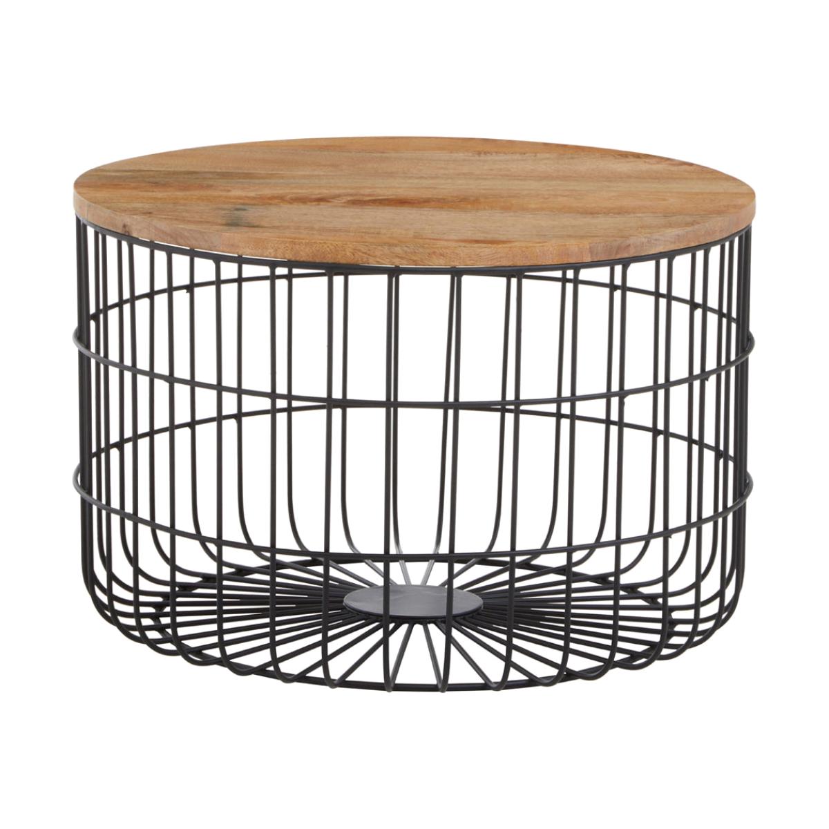 Olivia's Soft Industrial Collection - Palin Side Table with Wooden Top & Black Base – image 1