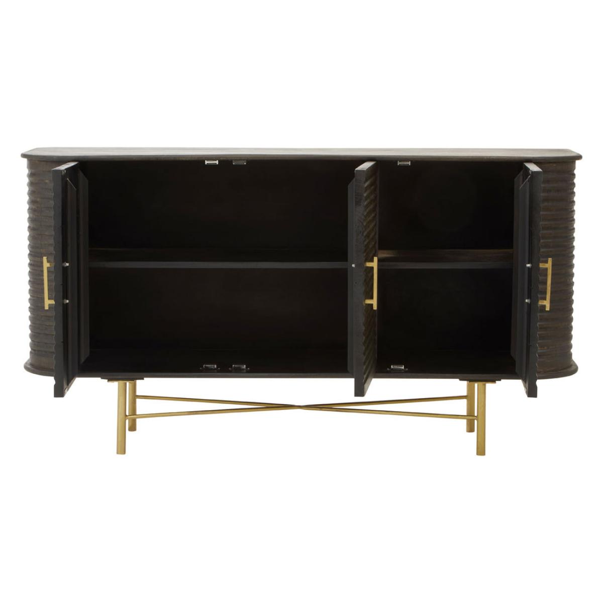 Olivia's Sawyer 3 Drawer Side Table in Brown & Brass – image 2