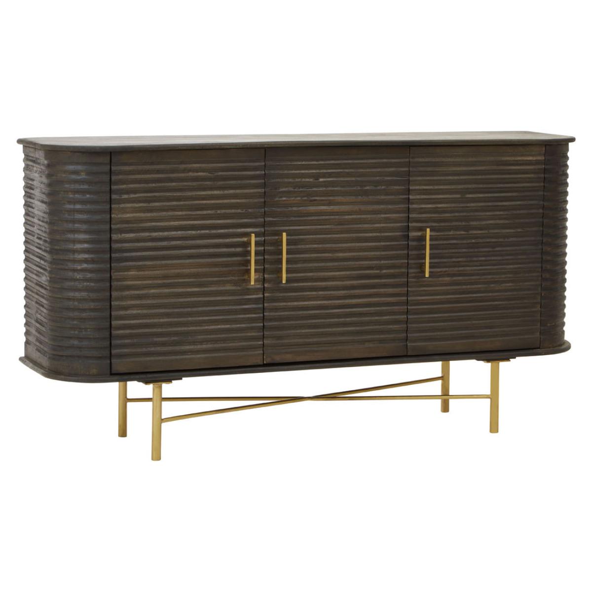 Olivia's Sawyer 3 Drawer Side Table in Brown & Brass – image 3