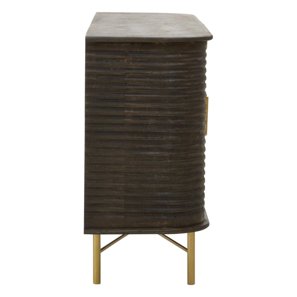 Olivia's Sawyer 3 Drawer Side Table in Brown & Brass – image 4