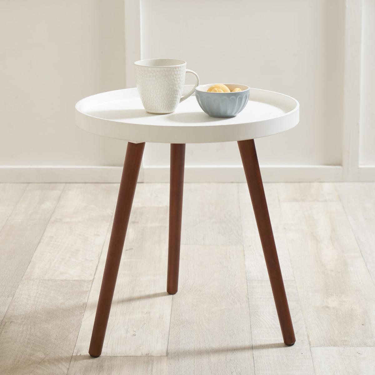Olivia's Weston Pine Wood Round Table in Brown & White – image 6