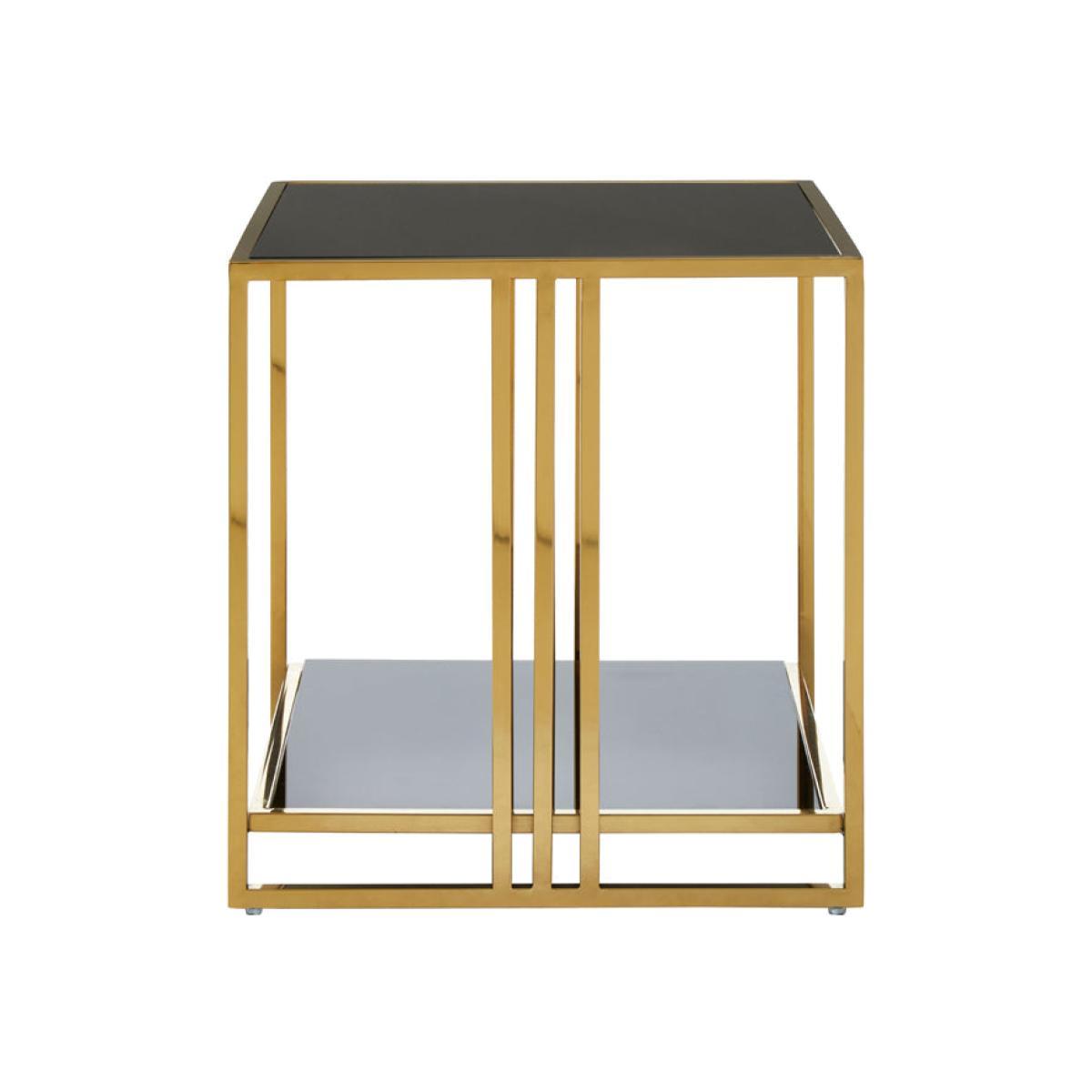 Olivia's Tula Side Table Square Glass Top Gold Base Black