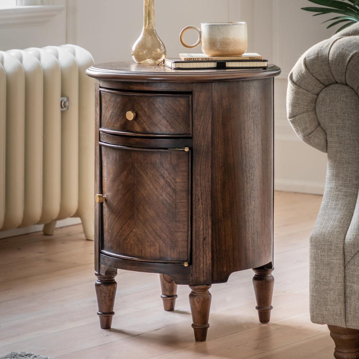 Gallery Interiors Melody Drum Side Table in Brown – image 3