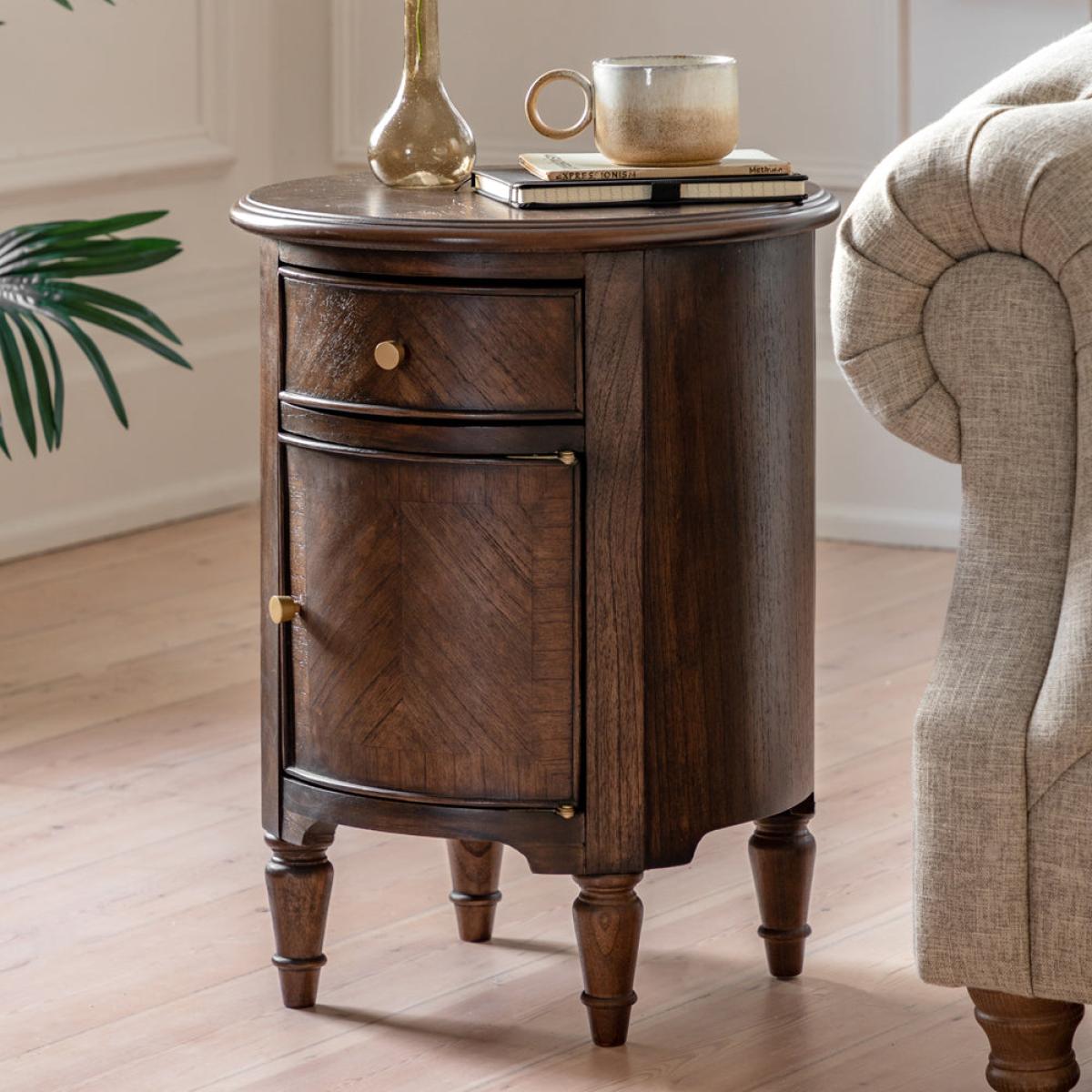 Gallery Interiors Melody Drum Side Table in Brown – image 4