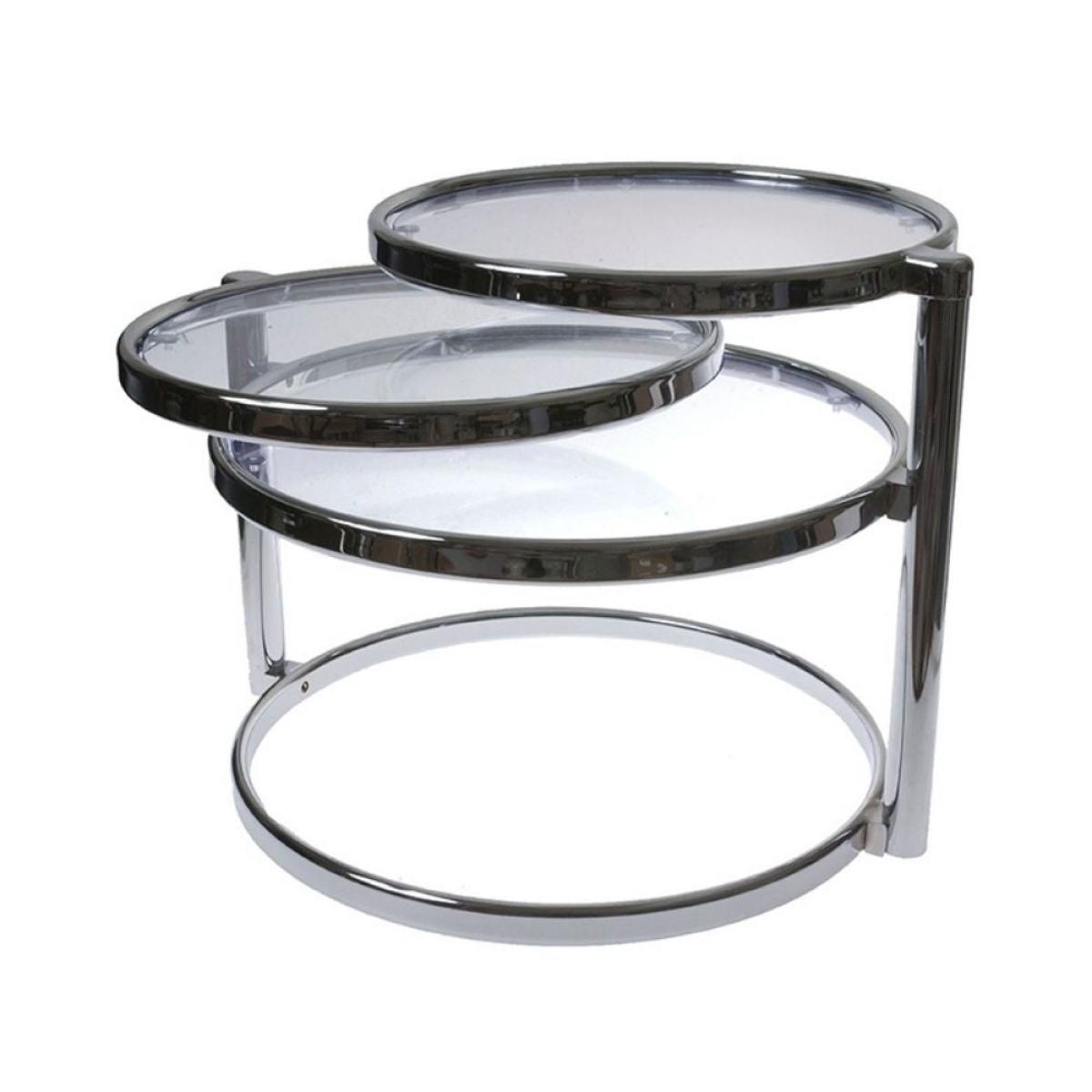 Present Time Double Swivel Side Table in Glass with Steel Chrome – image 2