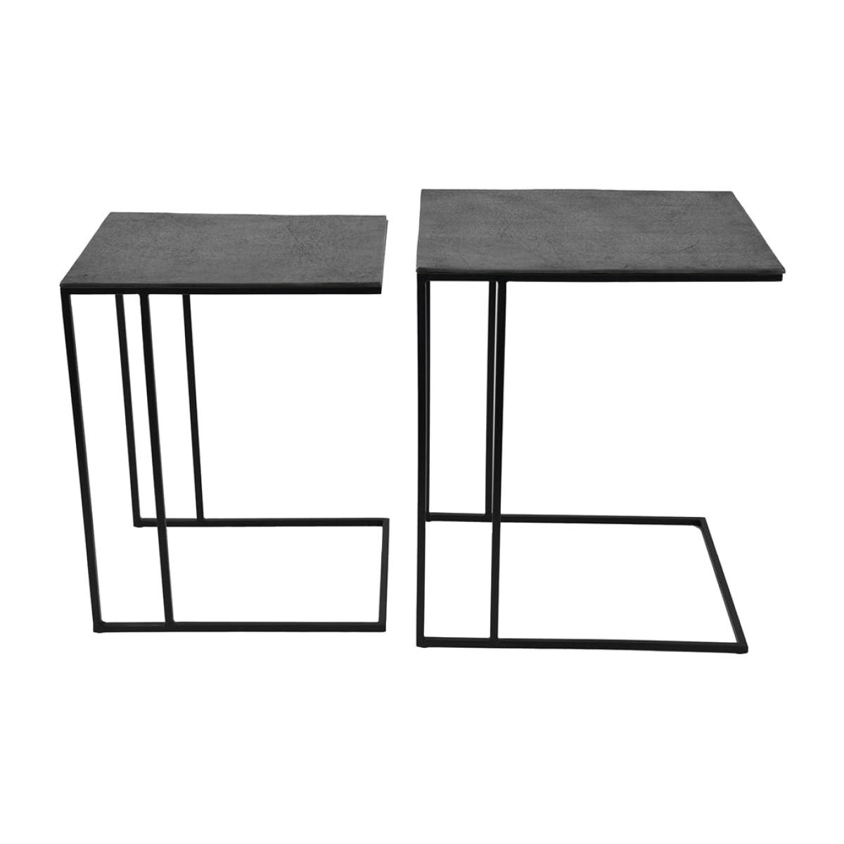 Libra Luna Set Of 2 Graphite Textured Aluminium Side Tables – image 1