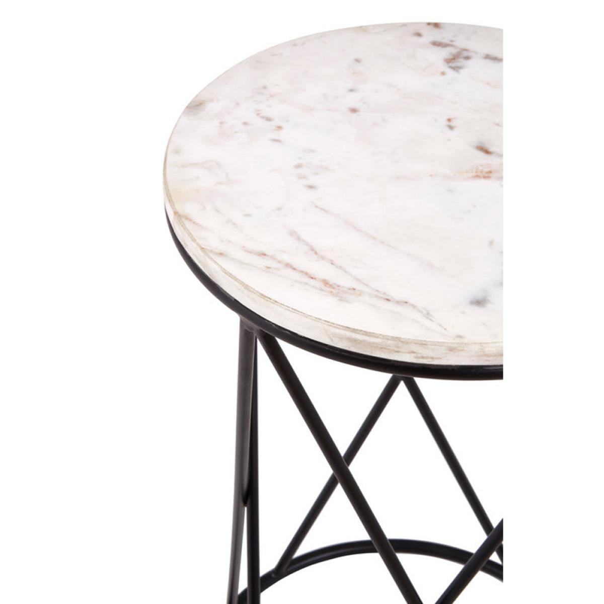 Olivia's Stacie Side Table White Round Top Black Angled Base – image 2