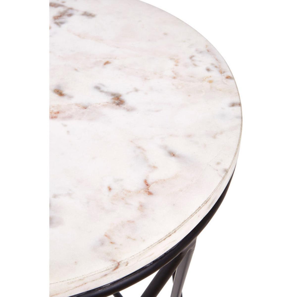 Olivia's Stacie Side Table White Round Top Black Angled Base – image 3