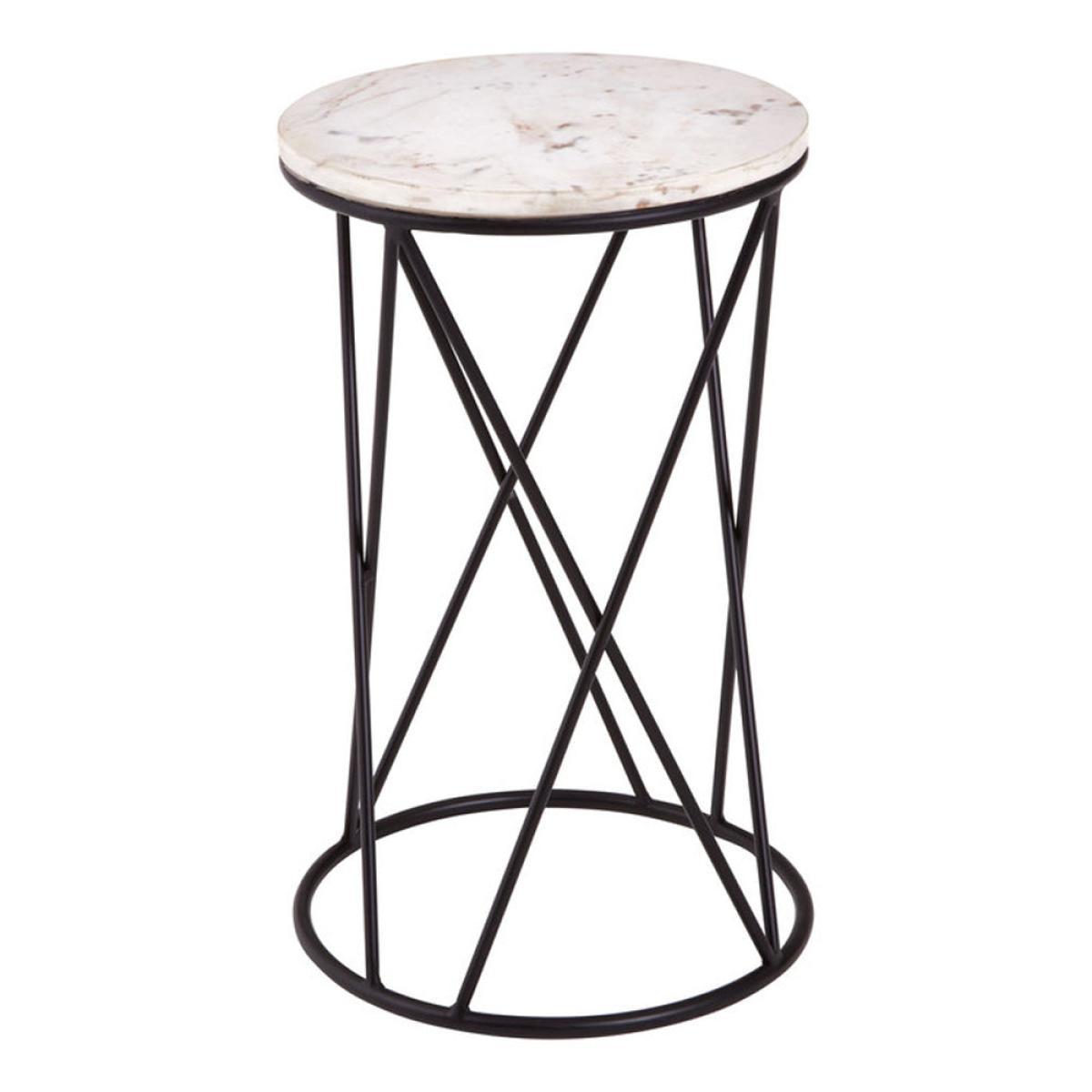 Olivia's Stacie Side Table White Round Top Black Angled Base – image 4