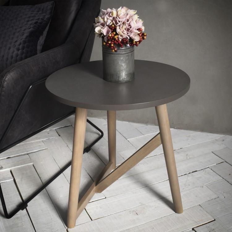 Hudson Living Hamar Round Side Table Grey