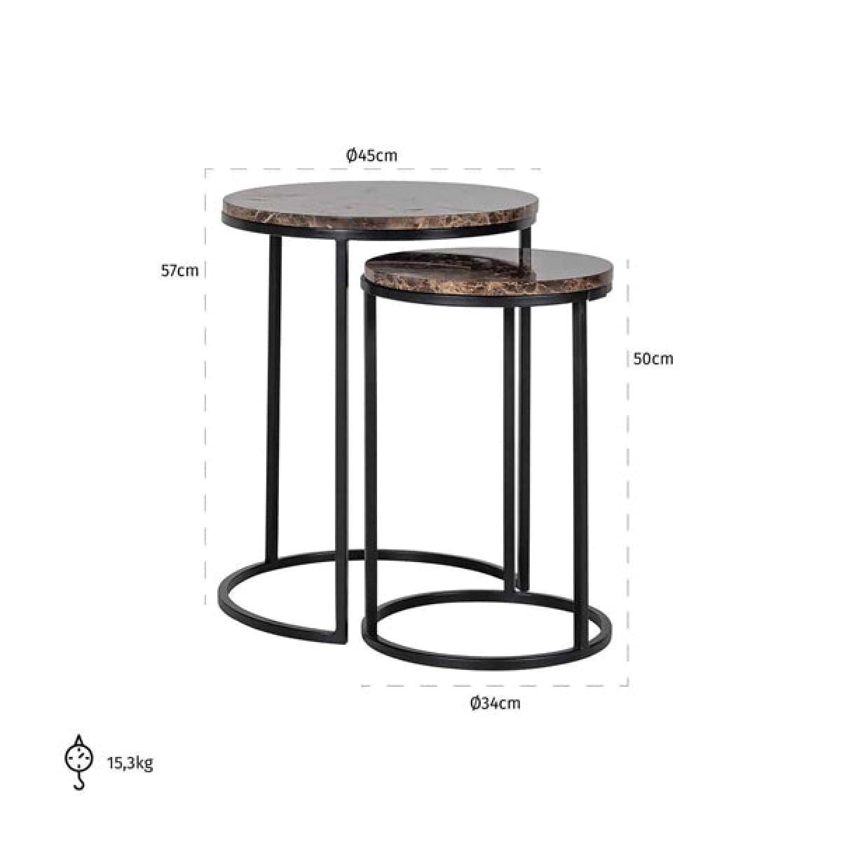 Richmond Dalton Set of 2 Brown Round Side Table – image 3