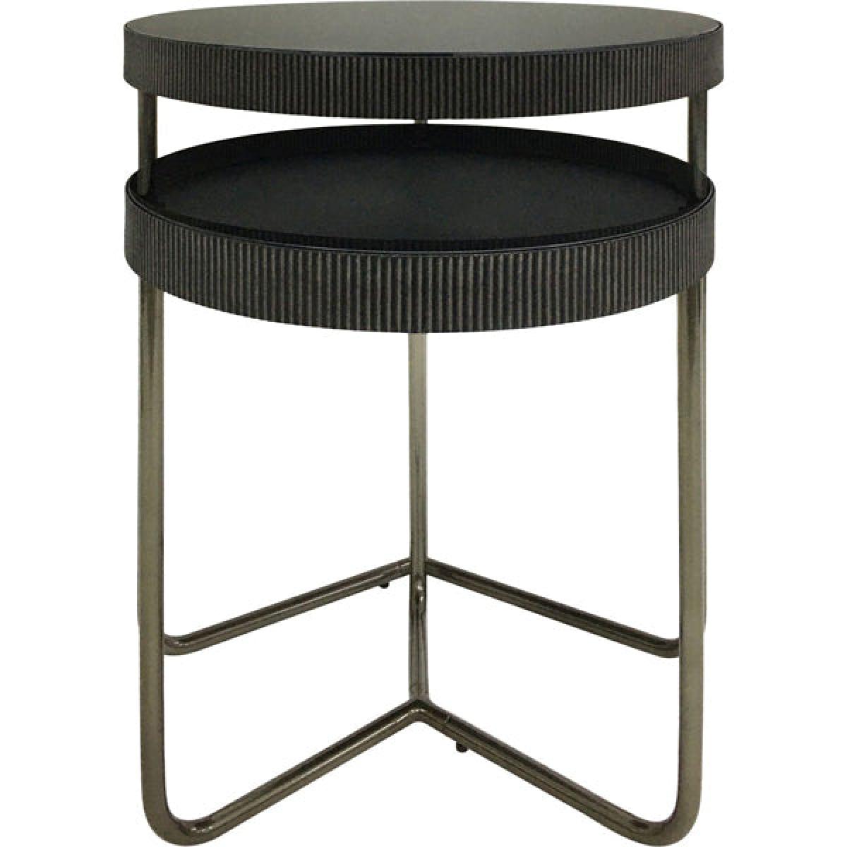 Libra Calm Neutral Collection - Set of 2 Knightsbridge Glass Side Table Black Tinted – image 2