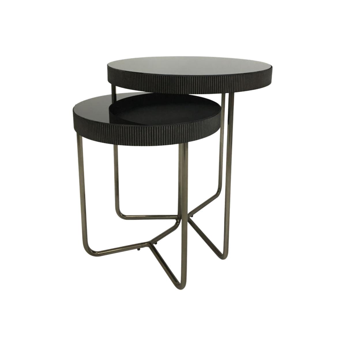 Libra Calm Neutral Collection - Set of 2 Knightsbridge Glass Side Table Black Tinted – image 1