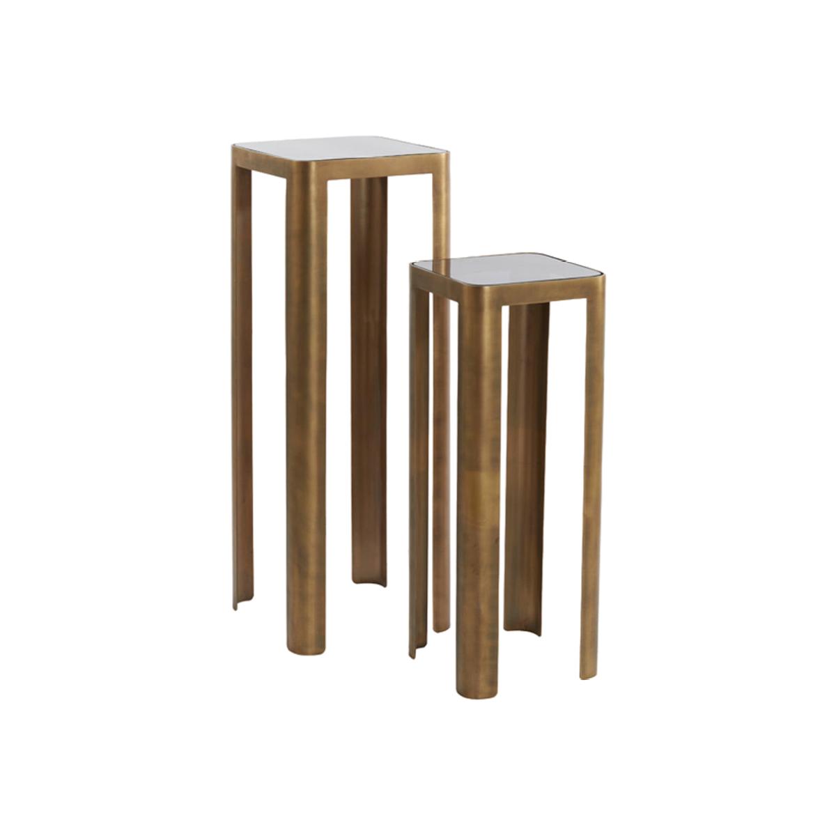 Light & Living Set of 2 Oxe Pillars - Antique Bronze & Smoked Glass