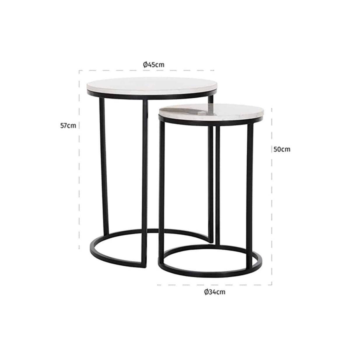 Richmond Set of 2 Lexington White Round With Black Legs Side Table – image 3