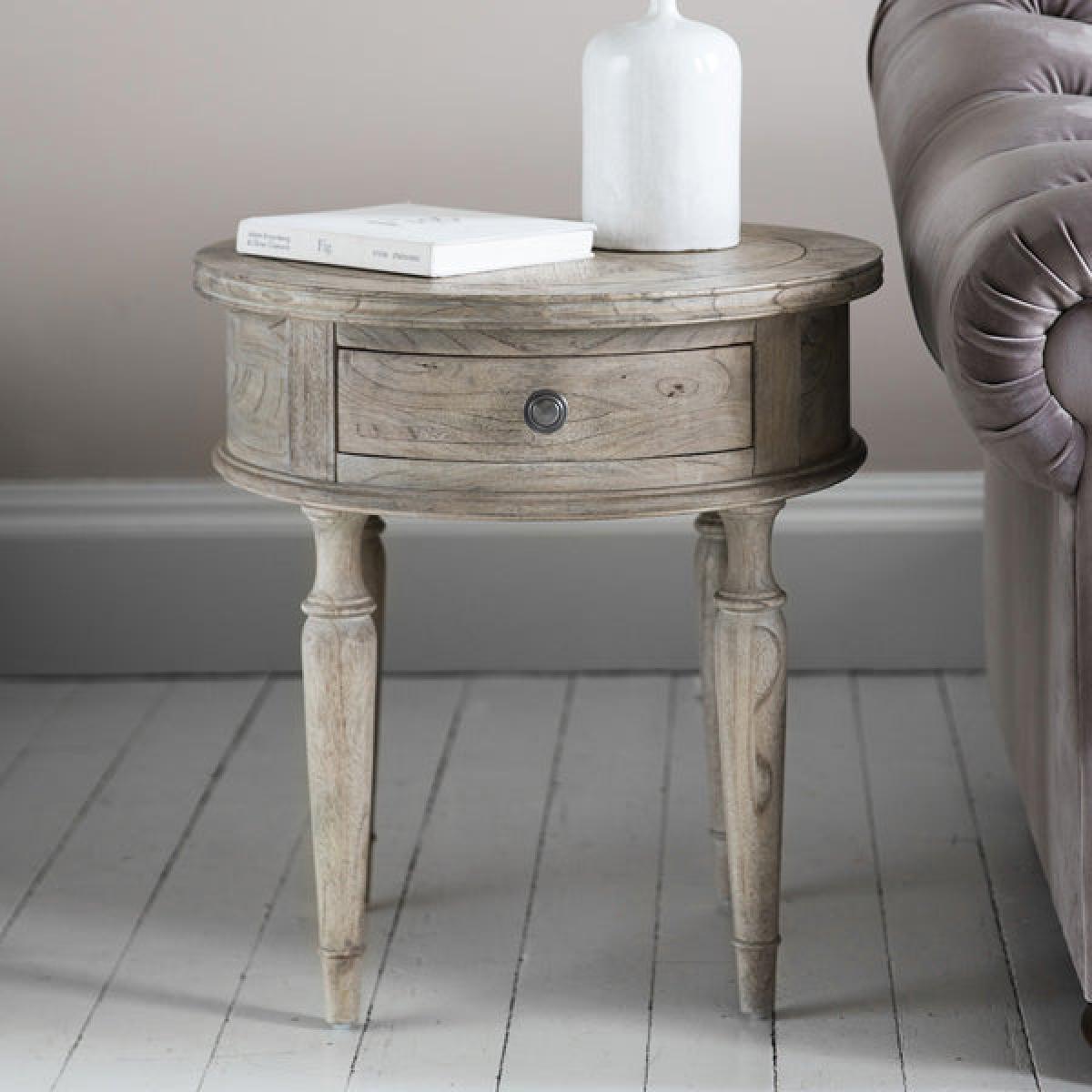 Gallery Direct Mustique Round 1 Drawer Side Table | Outlet – image 2