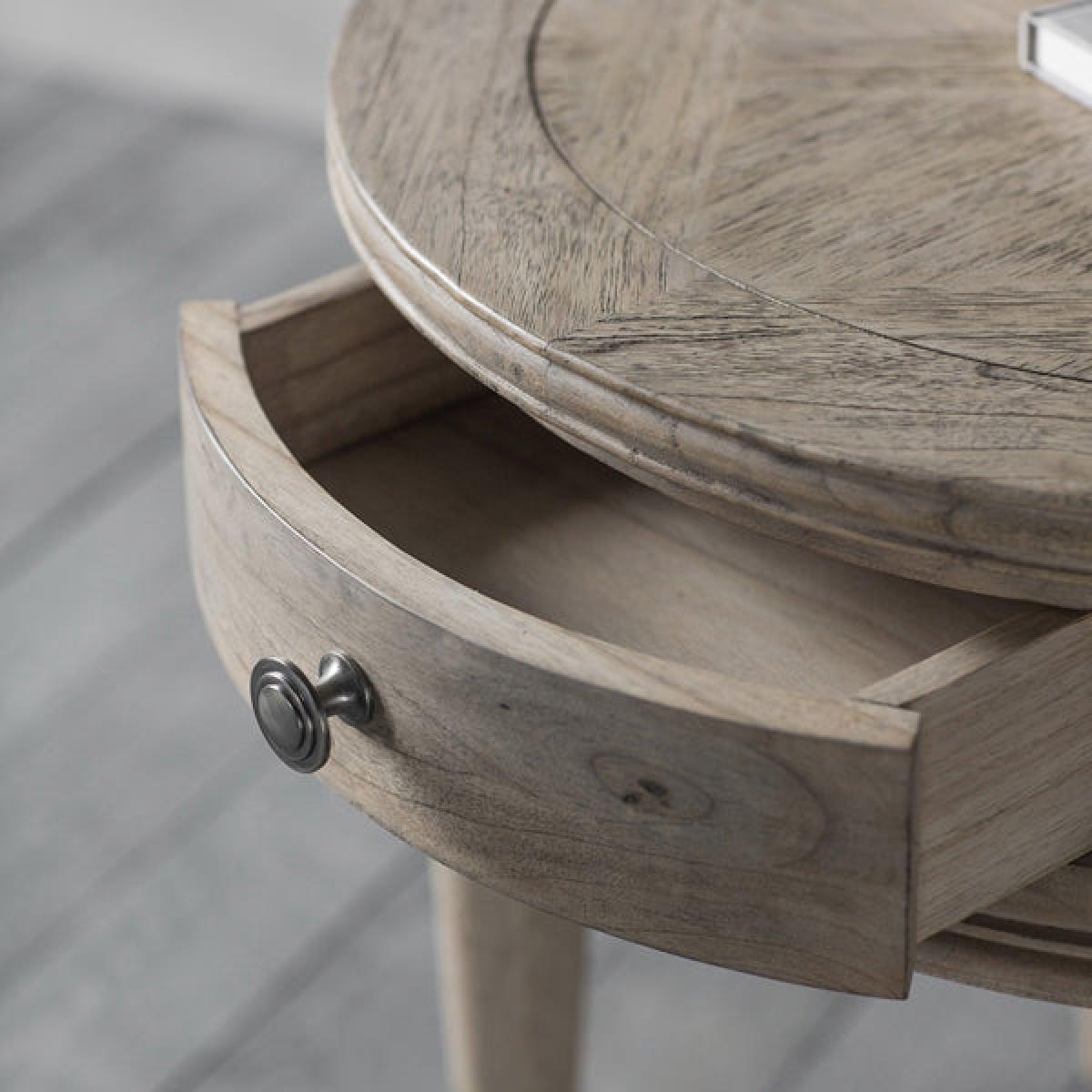 Gallery Direct Mustique Round 1 Drawer Side Table | Outlet – image 3
