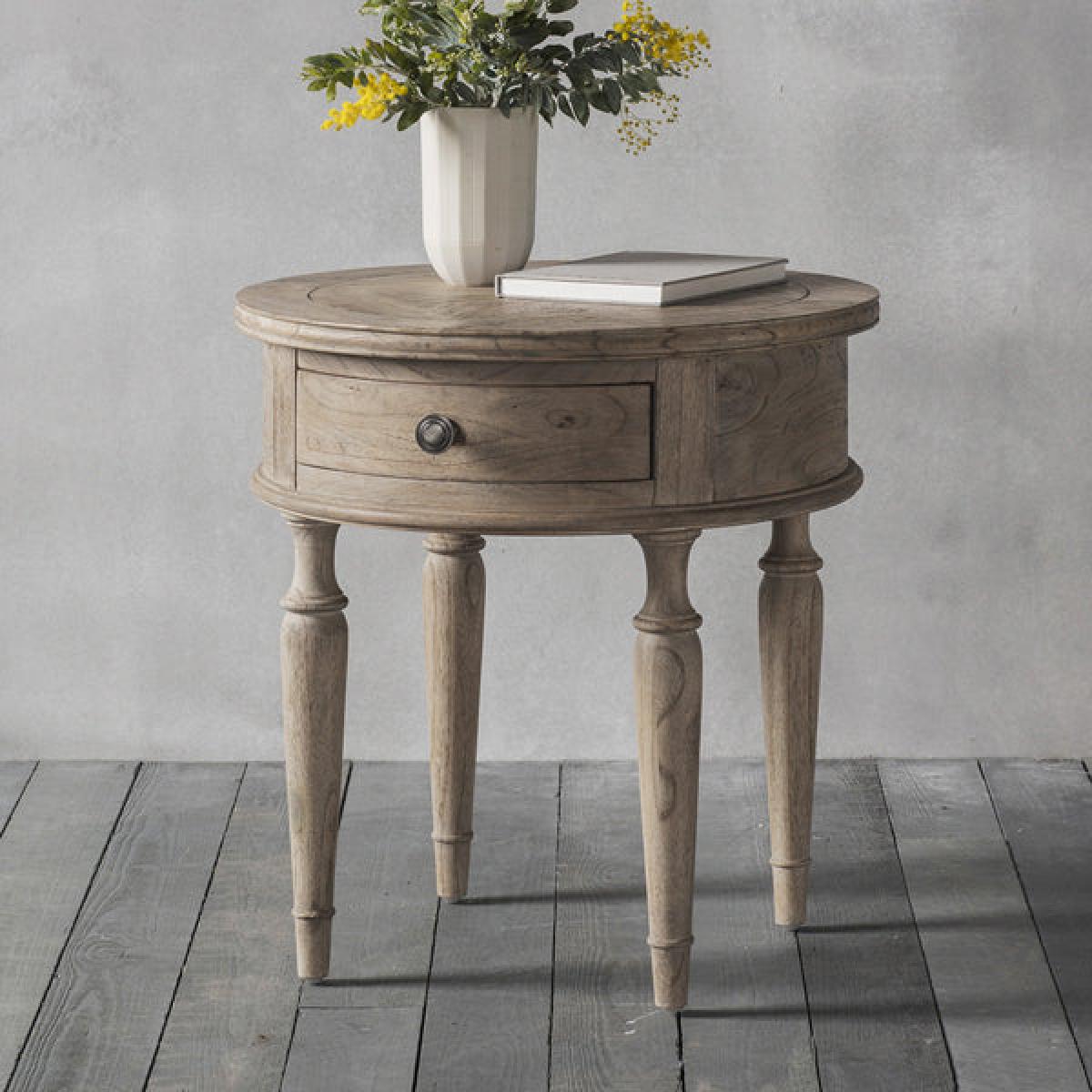 Gallery Direct Mustique Round 1 Drawer Side Table | Outlet – image 4