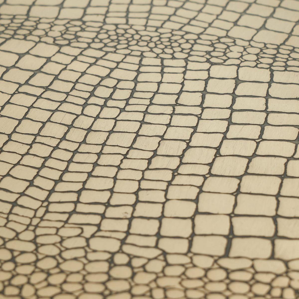 Olivia's Carla Antique Brass Croc Effect Table with Wood Base – image 6