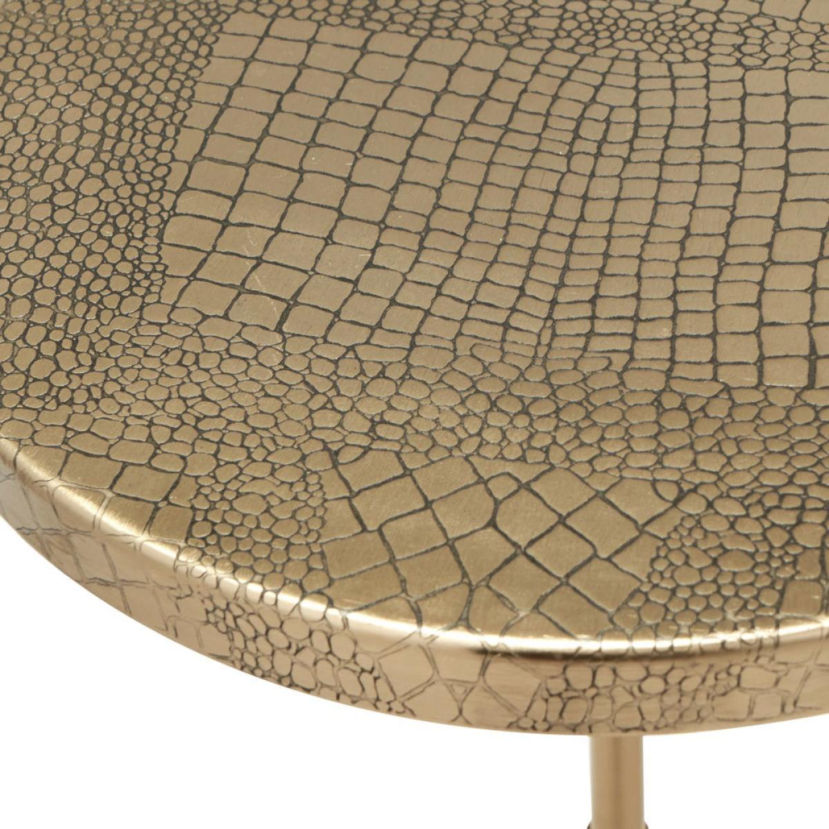 Olivia's Carla Antique Brass Croc Effect Table with Wood Base – image 7