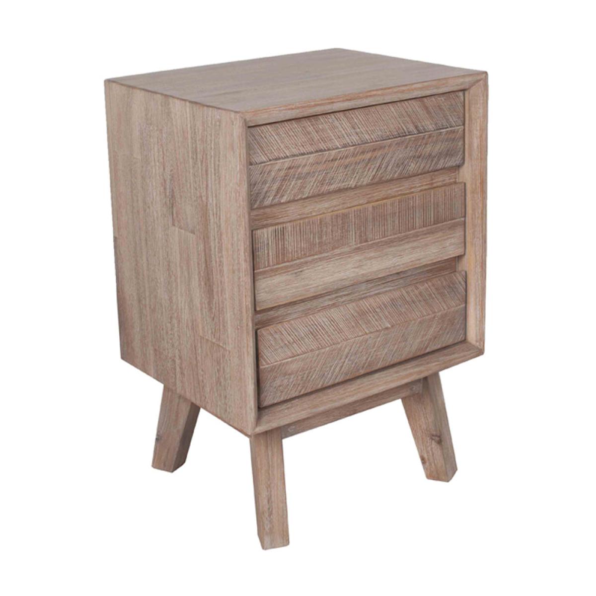 Olivia's Melville Acacia Wood 3 Drawer Bedside Unit in Sand Wash – image 2