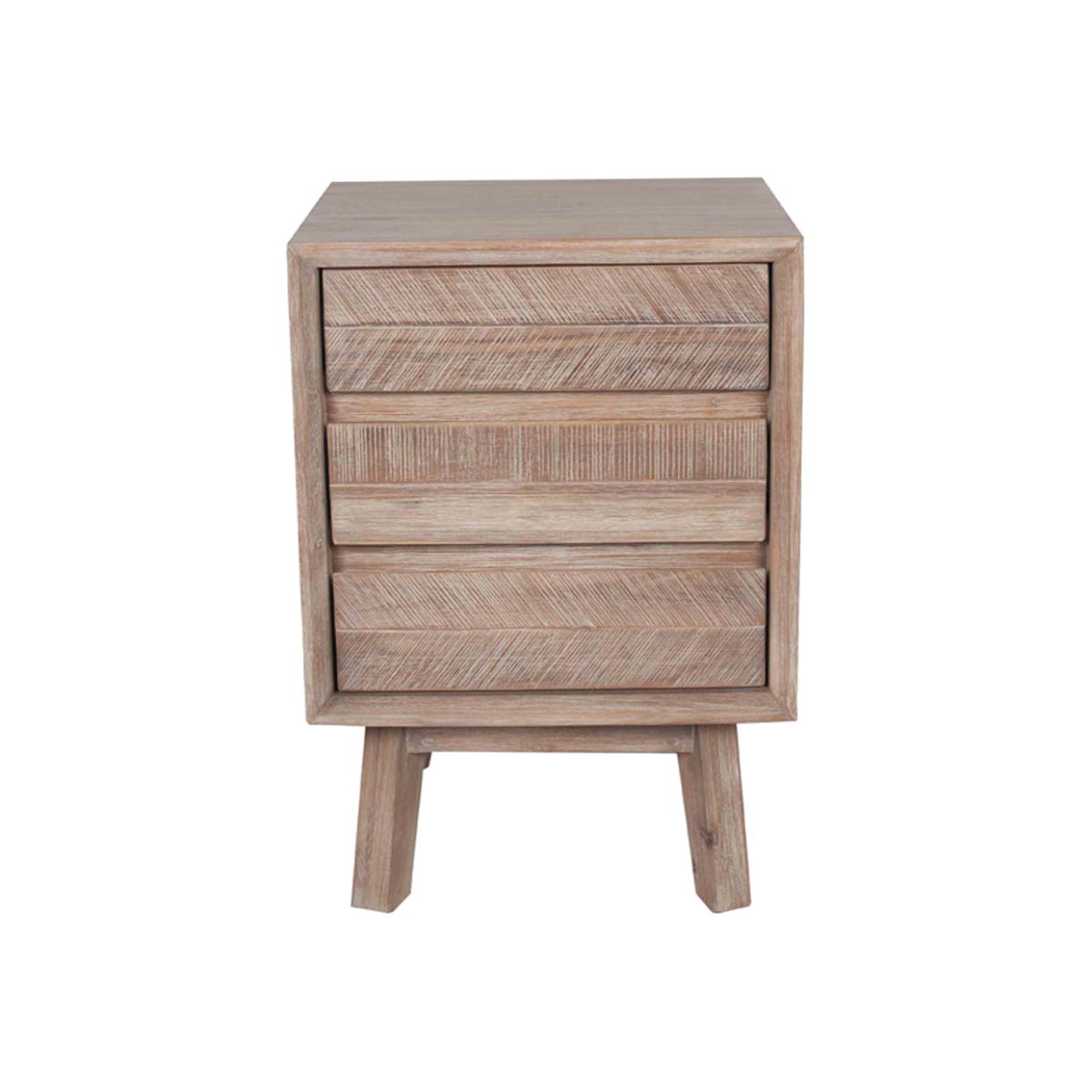 Olivia's Melville Acacia Wood 3 Drawer Bedside Unit in Sand Wash – image 1