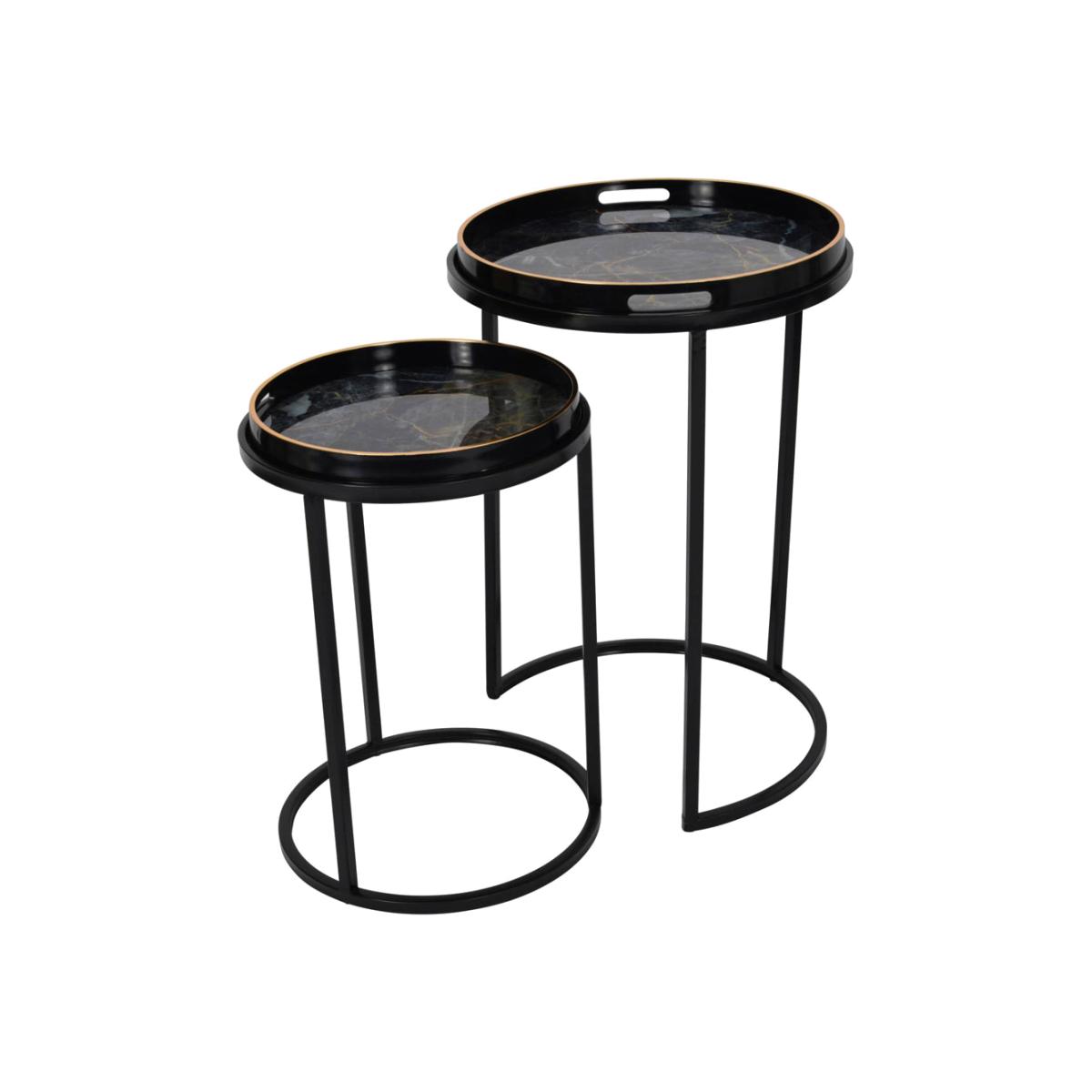 Libra Urban Botanic Collection - Vesuvius Black And Gold Set Of 2 Tables – image 1