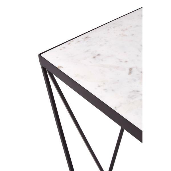 Olivia's Side Table Stacie White Square Top Black Base – image 3