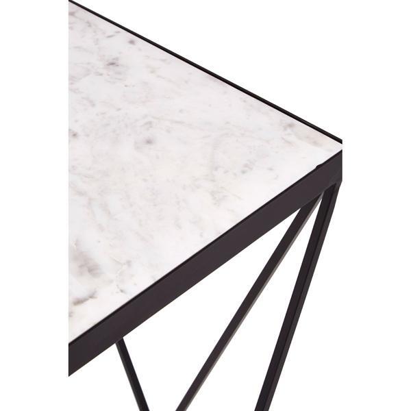 Olivia's Side Table Stacie White Square Top Black Base – image 4