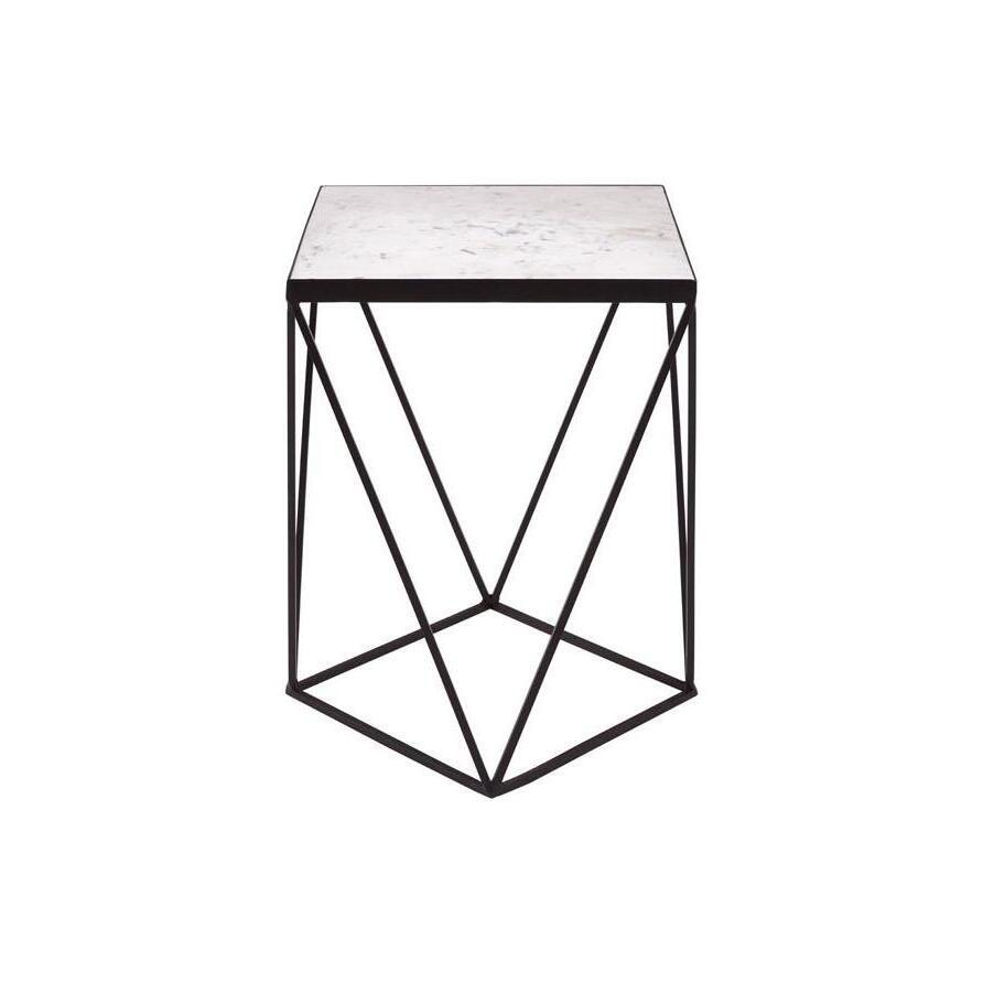Olivia's Side Table Stacie White Square Top Black Base – image 2