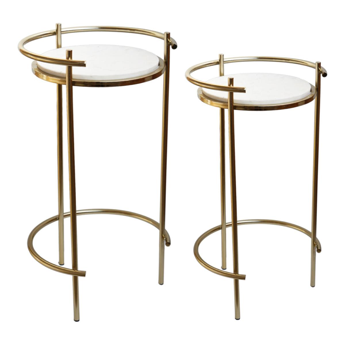 Ivyline Opulence Set of 2 Nested Side Tables in Marble & Gold – image 2