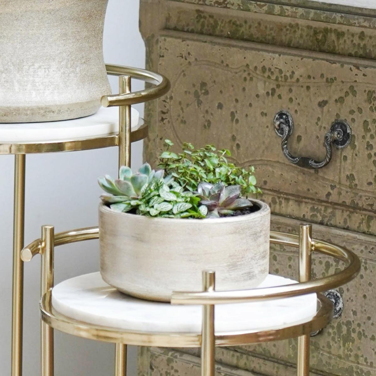 Ivyline Opulence Set of 2 Nested Side Tables in Marble & Gold – image 3