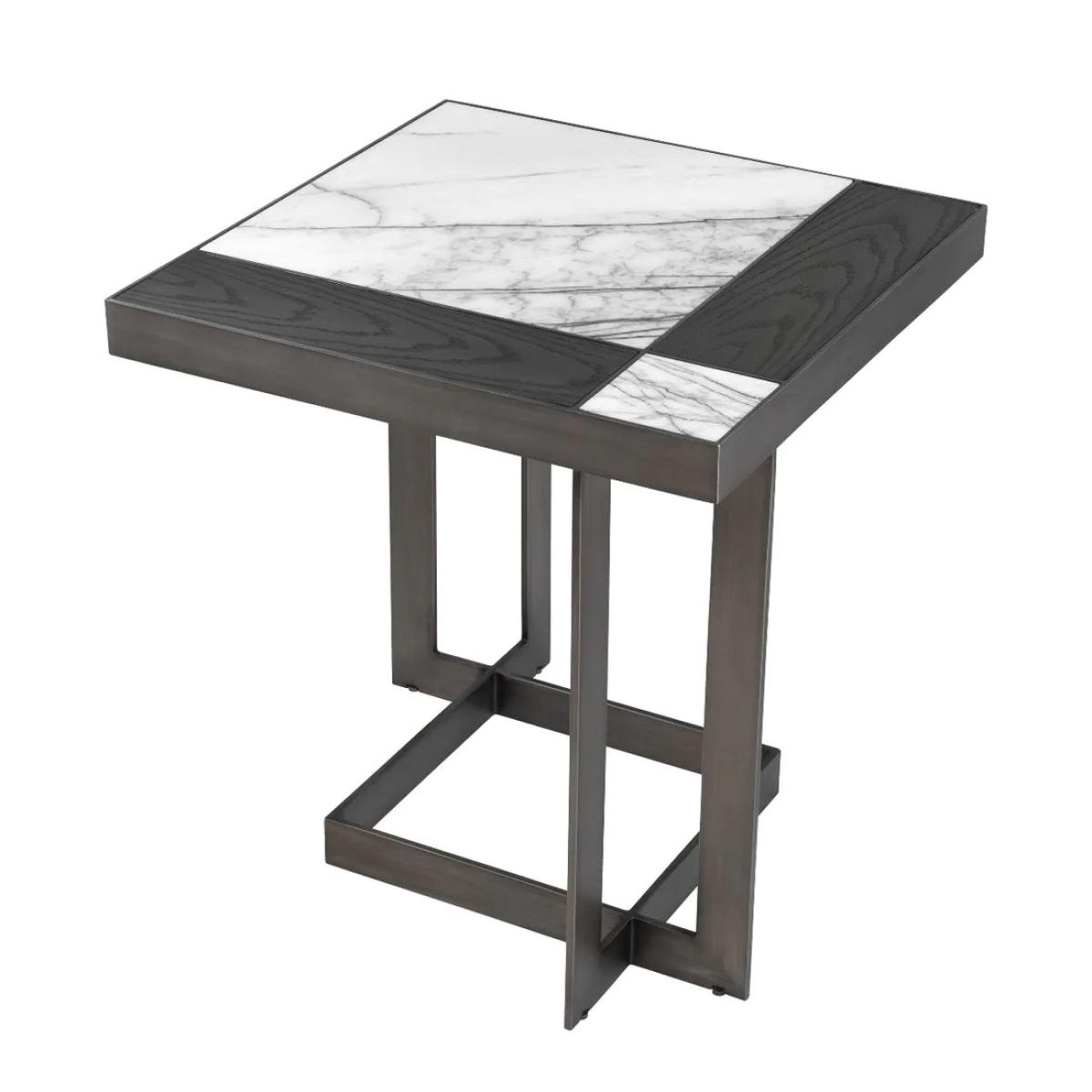 Eichholtz Hermoza Side Table in Mocha Crown Oak Veneer Bronze – image 2