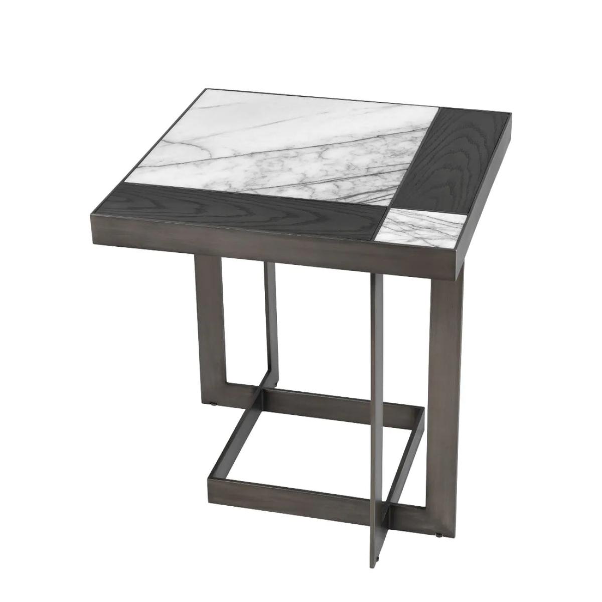 Eichholtz Hermoza Side Table in Mocha Crown Oak Veneer Bronze – image 3