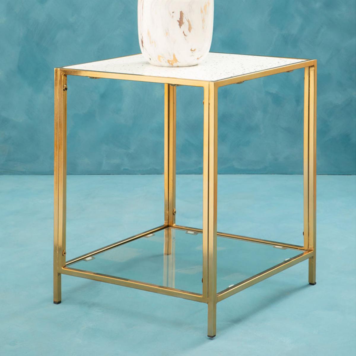 Olivia's Nova Side Table in White & Gold – image 3