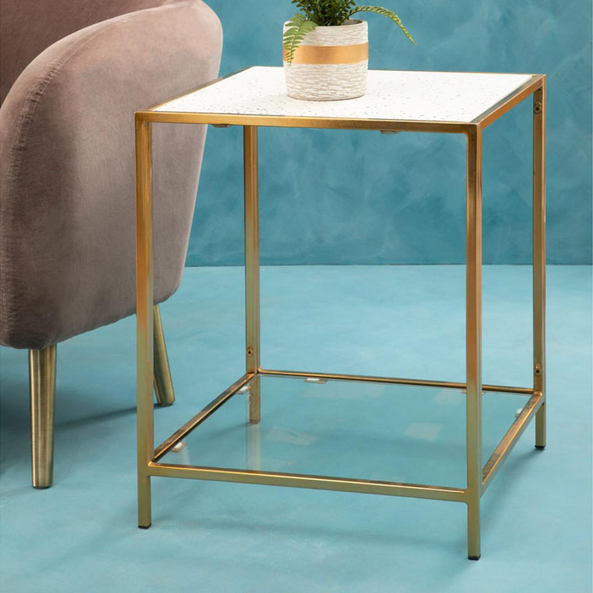 Olivia's Nova Side Table in White & Gold – image 4