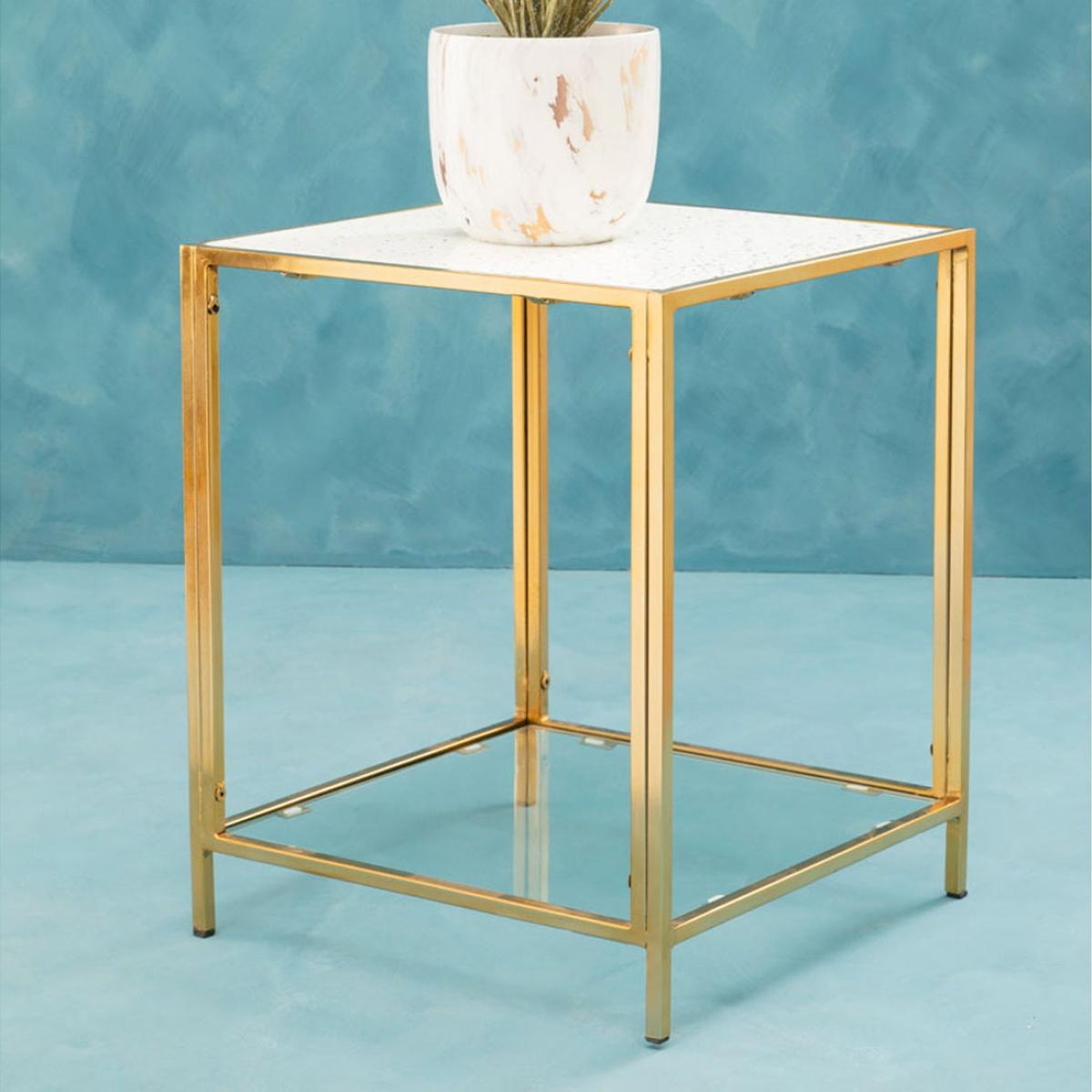 Olivia's Nova Side Table in White & Gold – image 5