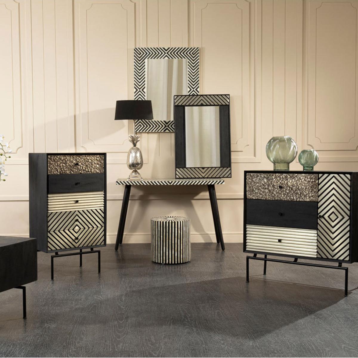 Olivia's Finley Side Table in Black & White Stripe – image 4
