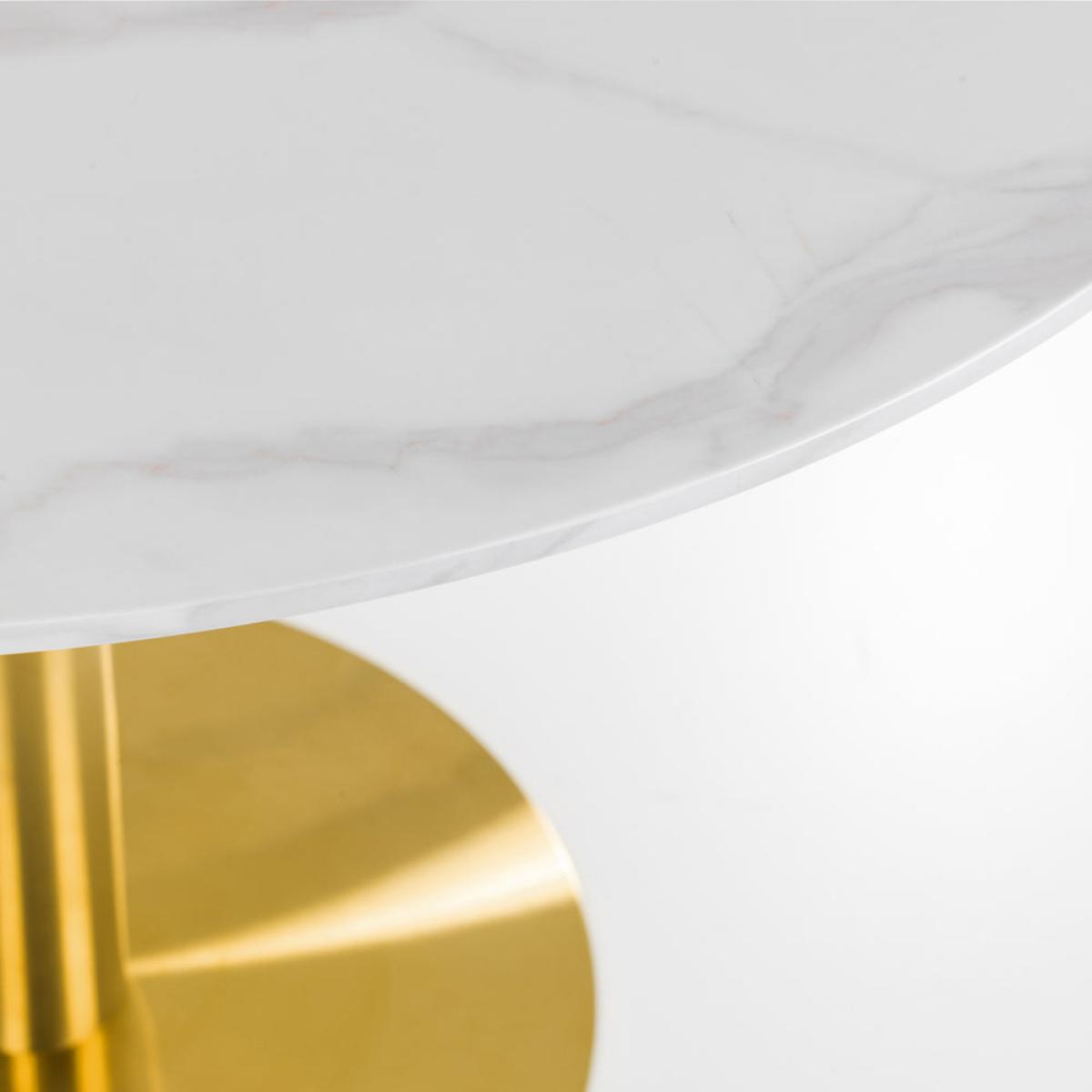 Olivia's Prio Round Pedestal Table in White & Gold – image 4