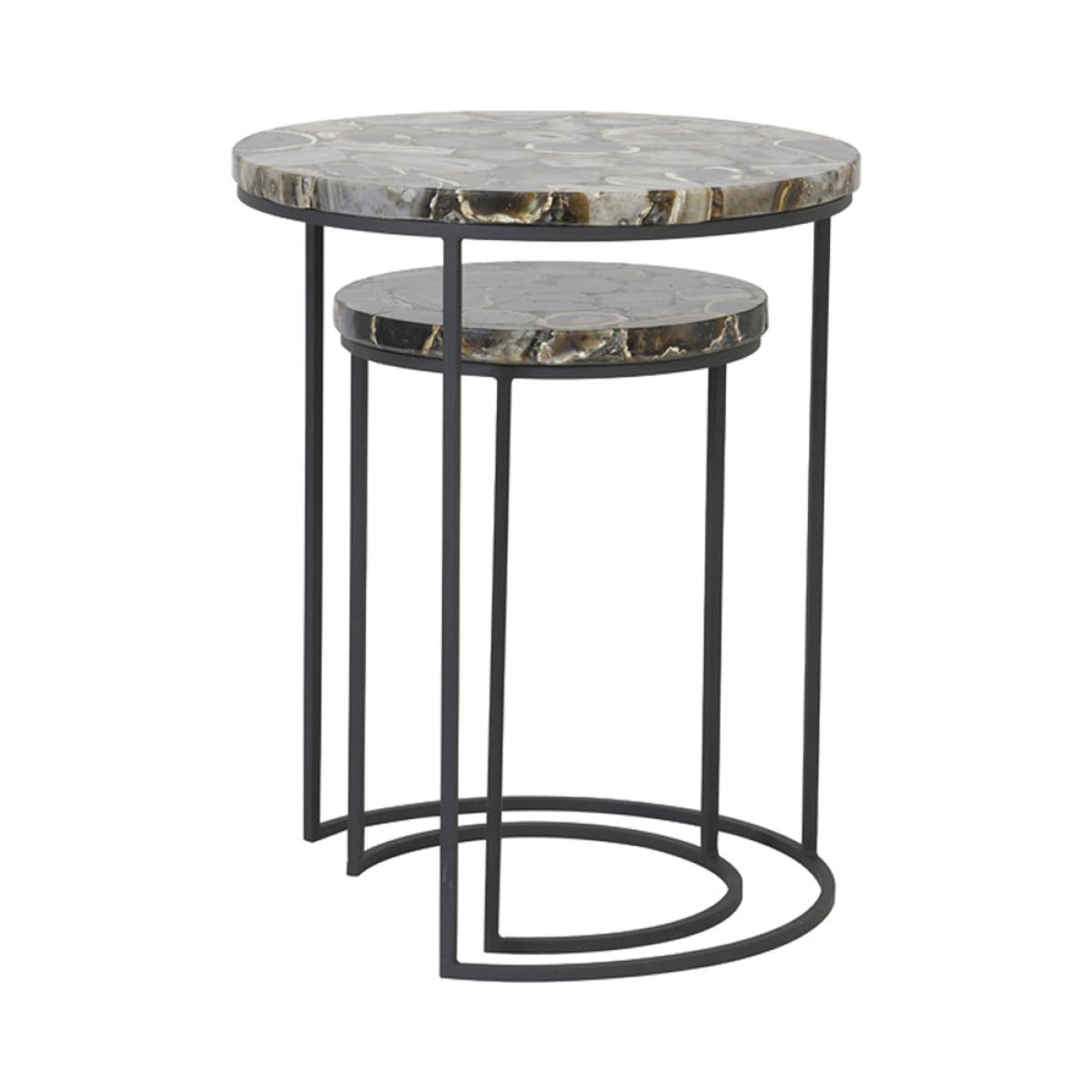 Light & Living Set of 2 Axat Side Tables - Agate Brown & Black – image 2