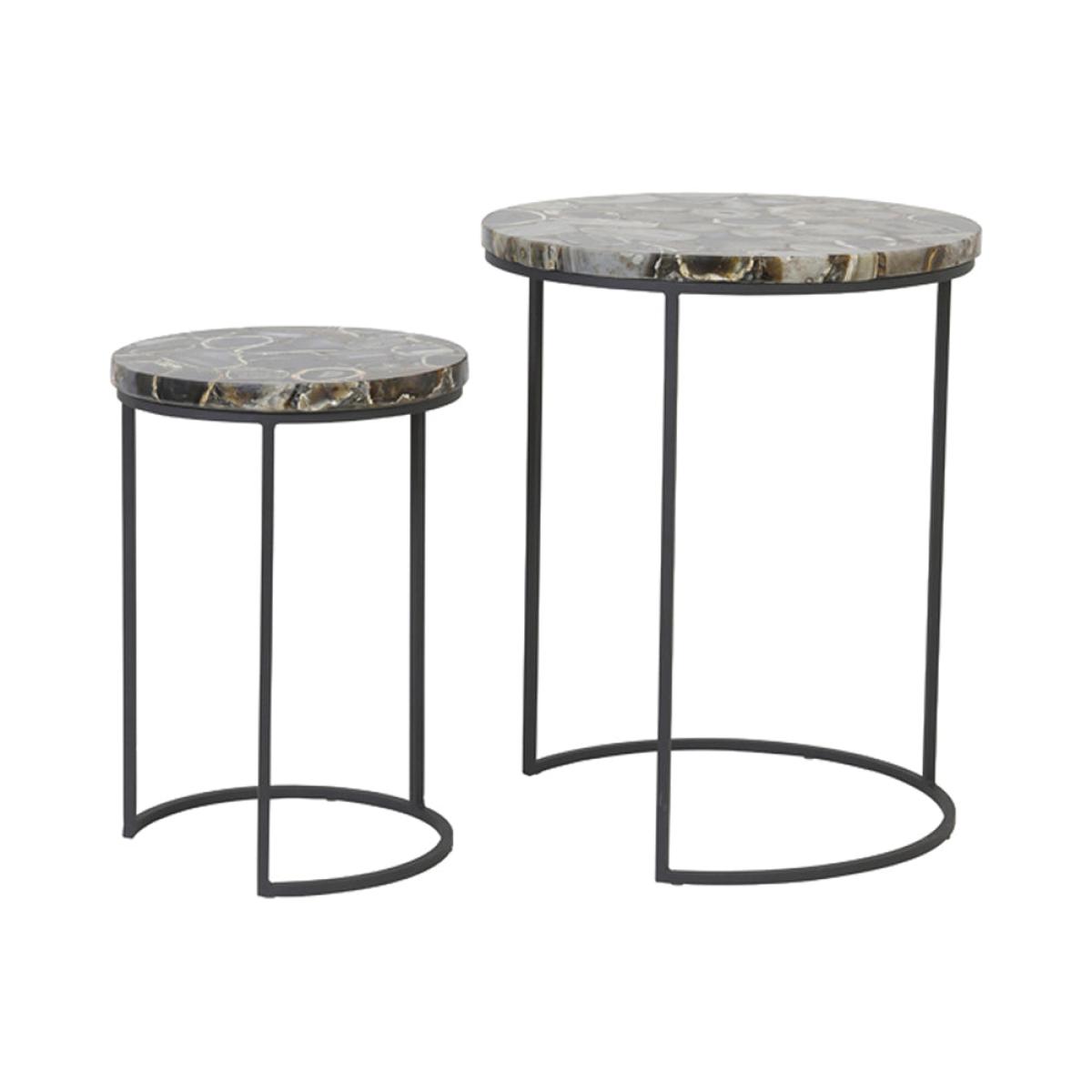 Light & Living Set of 2 Axat Side Tables - Agate Brown & Black – image 4