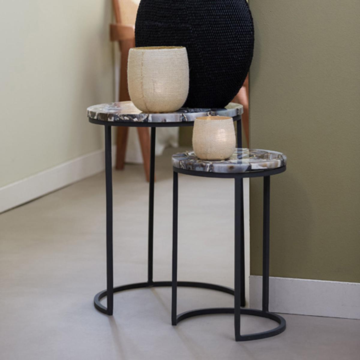 Light & Living Set of 2 Axat Side Tables - Agate Brown & Black – image 5