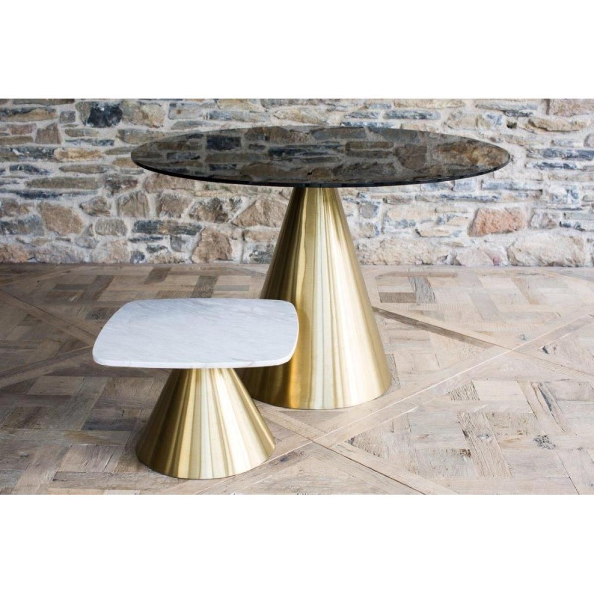 Gillmore Oscar Clear Glass Top & Brass Base Round Side Table – image 3