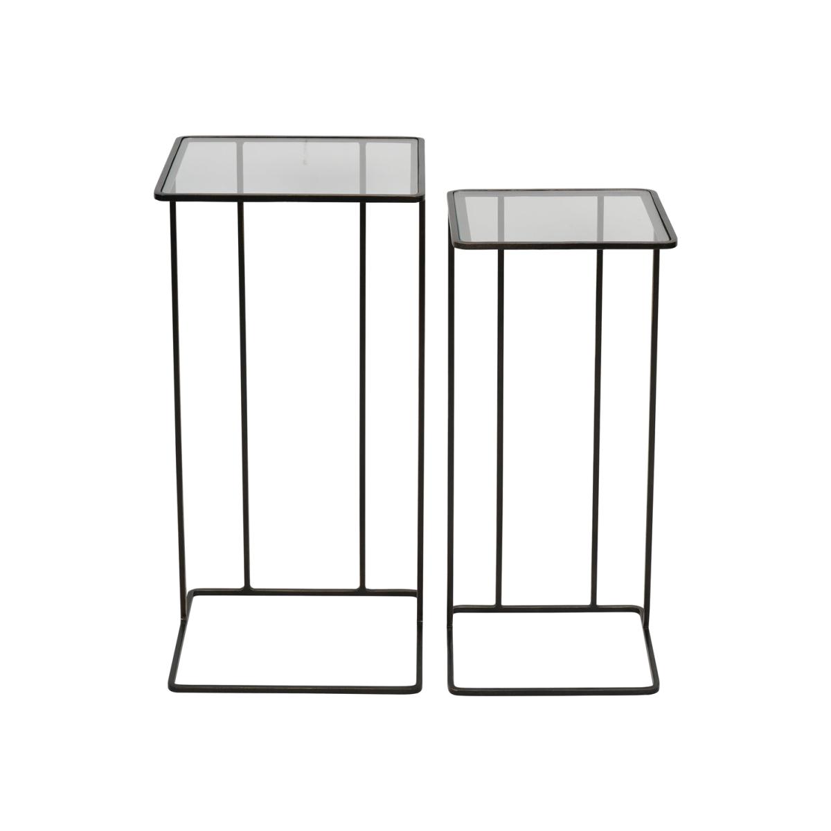 Libra Interiors Linz Set of 2 Glass and Metal Side Tables – image 1